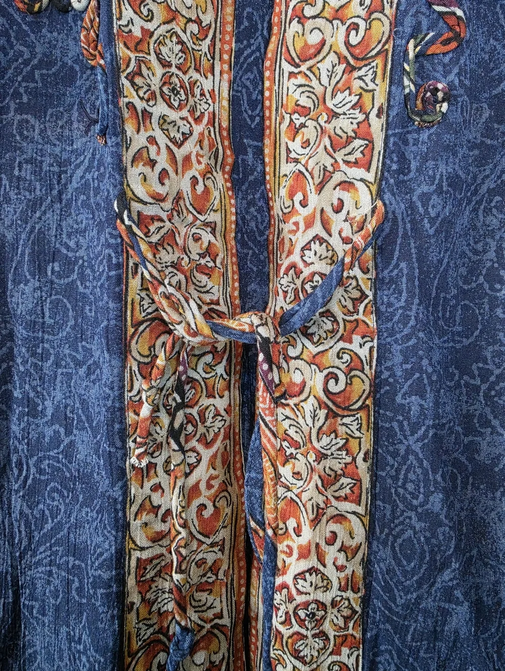 Vintage Carole Little Blue Boho Soutache Kimono Wrap Jacket, Size 6